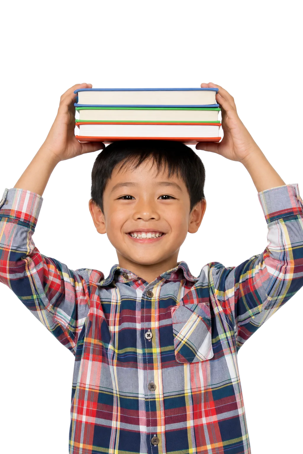 Selbstbewusster Junge mit Büchern